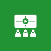 Video presentation icon with three viewers.